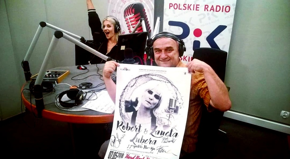 Żaneta i Robert Lubera w toruńskim studiu Polskiego Radia PiK. Fot. nadesłane