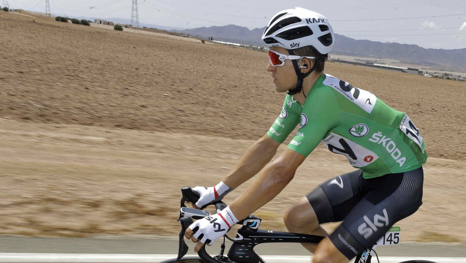 Na zdjęciu Michał Kwiatkowski podczas szóstego etapu Vuelta a Espana 2018. Fot. PAP/EPA/MANUEL BRUQUE
